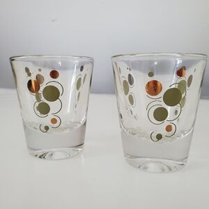 Vintage Federal Glass Atomic Dot Shot Glasses Mid Century Barware 1950s 1960s